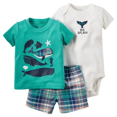 China High Quality Breathable RTS 3pk Summer Baby Clothes Boy Clothing Set for sale