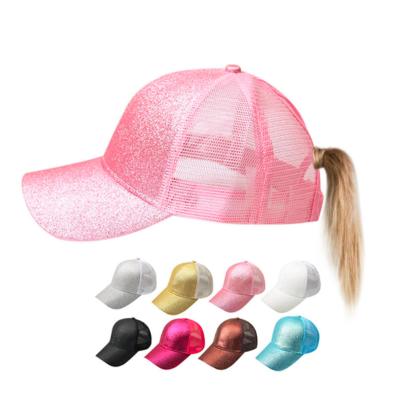 China COMMON Fluorescent Mesh Dome Wig Cap Shiny Breathable 6 Panel Ponytail Hat for sale