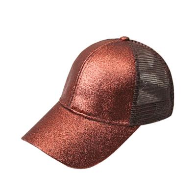 China JOINT Top Selling Woman Girls Glitter Mesh Ponytail Shiny Breathable Hat for sale