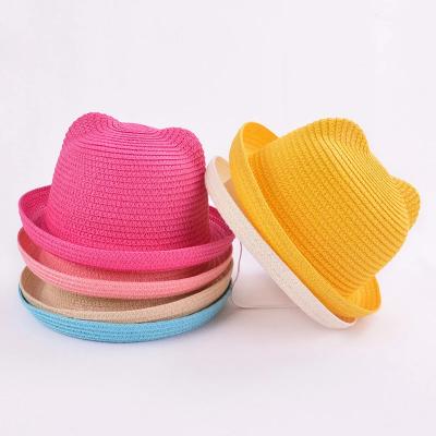 China Foldable Straw Hat Mini Kids Baby Paper Breathable Fashion Straw Kids Hat Boy Gil Children's Hat New Image Summer Baby Cap for sale