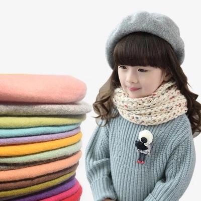 China Plush Fashion Wool Baby Hat For Girls Elastic Infant Candy Color Baby Beret Hat Kids Hats For Girls 1-4 Years Old for sale