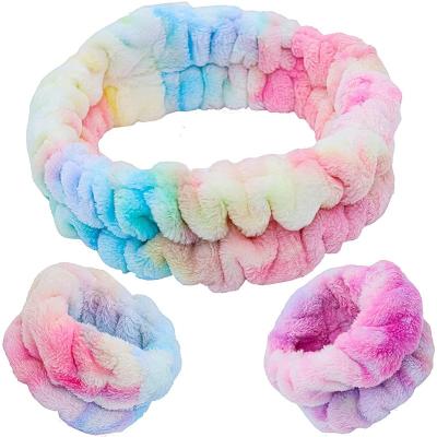 China Face wash factory directly wholesale dye knotting face wash headband and wristbands for sale