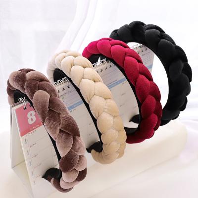 China Wholesale Hair Decoration Non - Slip Velvet Soft Padded Braided Headband For Girls Hair Accessories for sale