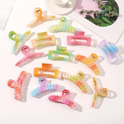 China Hair Decoration Women Summer Fashion Colorful Rainbow Acrylic Hair Claw for sale