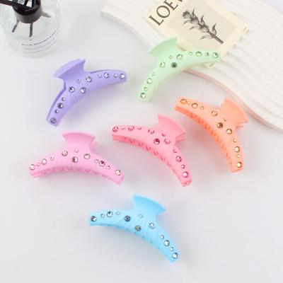 China Soft Hair Decoration Candy Color Rhinestone Hair Claw Clips For Thick Hair for sale