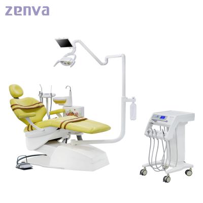 China Hot sale metal and comfortable dental unit and dental chair with led lamp or halogen lamp for sale