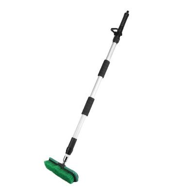 China Dia.18*0.8/21.5*1mm Bristle Aluminum Telescopic Bumper Stiff Sweeper Garden Auto Truck Wash Walk Through Water Broom Floor Cleaning Brush for sale