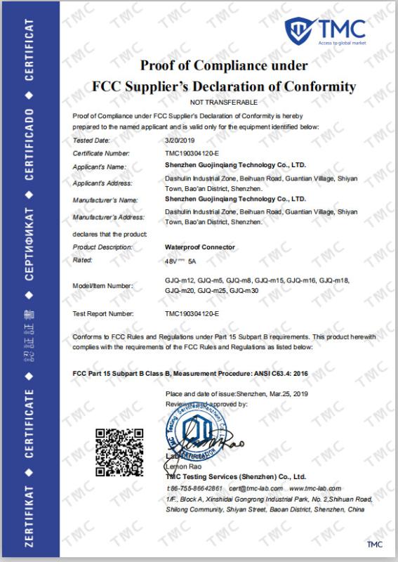 FCC - shenzhen GJQ connector wire cable Co.,Ltd