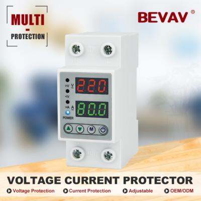 China SVC 40A 63A 230V Digital Protector Din Current-Voltage Rail Adjustable Over and Under Voltage Protector for sale