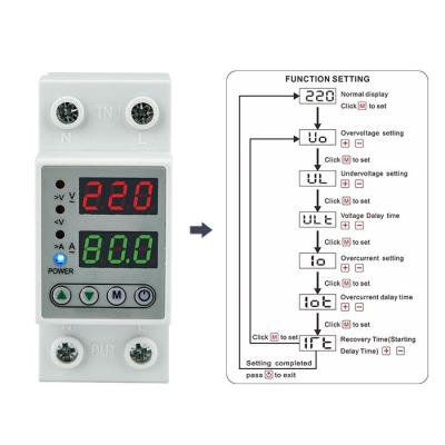 China SVC Intelligent Din Rail Over&Under Voltage ProtectorV-Protector 40A Protect Air Conditioner for sale