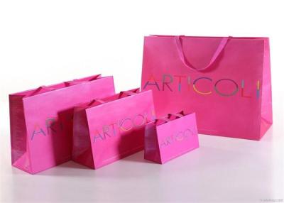 China Elegant Pink Printed Kraft Paper Shopping Bag , Kraft Paper Gift Bags for sale