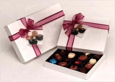 China Neat Choclate Custom Packaging Boxes With Ribbon , Packaging Cardboard Boxes for sale