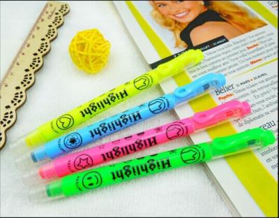 China Double Ended Highlighter Pen WIth Stamp , Multi Colored Highlighters for sale