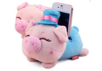 China Cute Pig Plush Cell Phone Holder for sale