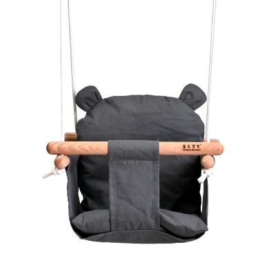 China Modern Cotton Canvas And Wooden Swing Seat Hanging Chair For Baby for sale