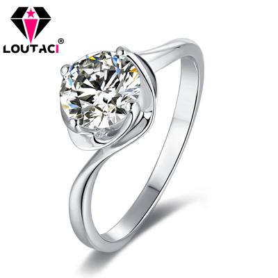 China LOUTACI CLASSIC Fashion Jewelry Accessories Flower Bud Ring Moissanite D Color Cut VVS1 Round Women Ring Excellent for sale