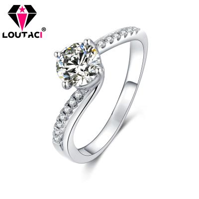 China LOUTACI Factory Outlet CLASSIC Moissanite D Color VVS1 Round Sliver S925 Ceremonial Women Rings Gemstone Jewelry Ring for sale