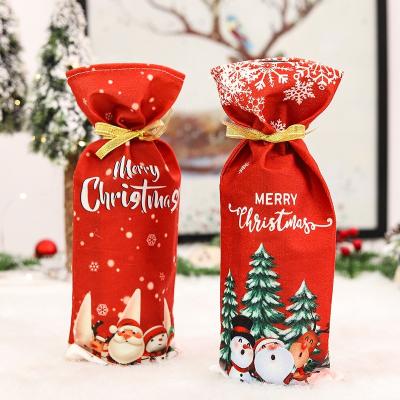 China Holiday Santa Claus Champagne Bottle Cover Christmas Plush Christmas Wine Bottle Cover Merry Christmas Decor Decorations For Home for sale