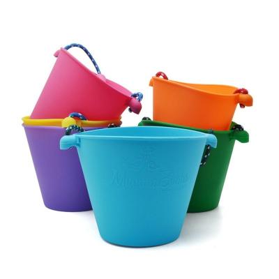 China Bath Toy Sand Dabbling For Outdoor Activity Baby Folding Beach Silicone Bucket Kids Water Toy Folding Basin for sale