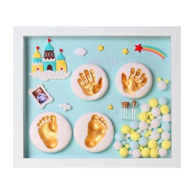 China Newborn Baby Souvenirs Baby Footprint Makers Baby Hand and Foot Photo Frame 28*33*3.8cm Gifts for sale