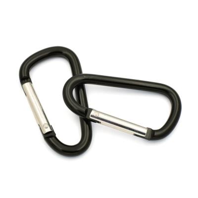 China Custom Black Color D Shape Aluminum Bag Waist Key Chain Carabiner for sale