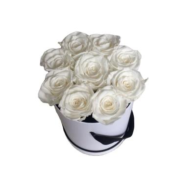 China Wholesale Eco-friendly Artificial Eternal Dry Flower I Love You In Box Long Life Preserved Rose Head With Gift Box for sale