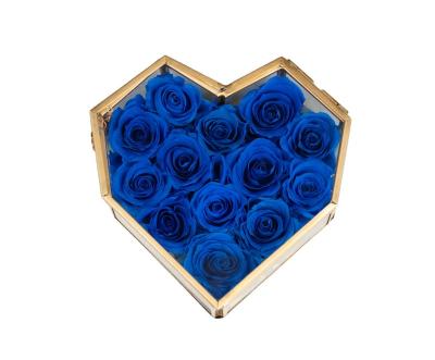 China Simple Preserved Flower Rose Flower Heart Shaped Fashional Rose Wedding Decoration Table Centerpiece Gift Box Decoration for sale