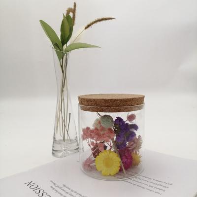 China New Arrival Decorative Flowers Gift Box Glass Bottle Durable Preserved Flowers Dried Flower for sale