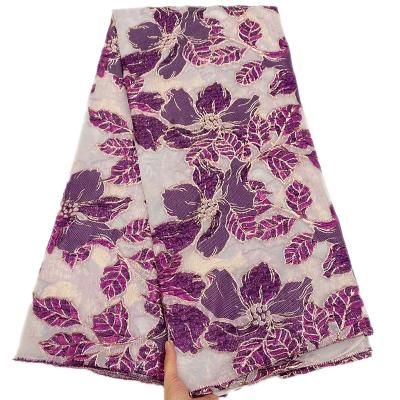 China Viable Wholesale Purple Brocade Jacquard Lace Fabric African Jacquard Lace Fabric For Women for sale