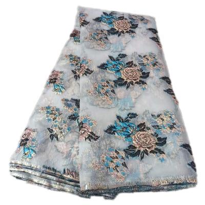 China Pretty Viable Design Jacquard Net Lace Fabric Brocade Lace Fabric Modern Jacquard With Flower for sale