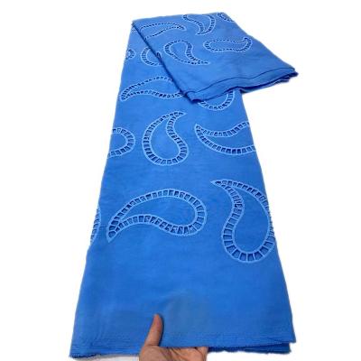 China Sustainable Fashionable Royal Blue 100% Cotton Voile Lace Fabrics Cotton Voile Lace for sale