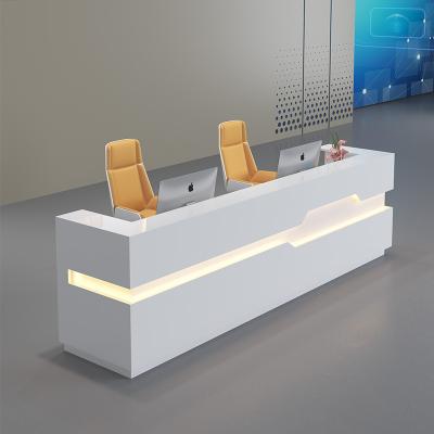 China With Led Glossy Curved Living Room Reception Light White Modern Reception Furniture Custom Logo With LED Lights for sale