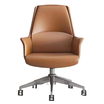 China Office Adjustable Comfortable Ergonomic Leather Boss Swivel Chair Lift Chair Personal Computer Short (Waist) Chair for sale