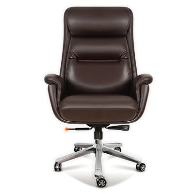 China Wearability Adjustable (Height) Brown Leather Office Chair Back Seat Back Office Hotel Modern Home Using Swivel Executive Chair for sale