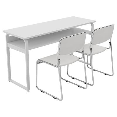 China Double Modern Steel Wood Built-in Computer Desk For Student With Bookshelf Working Table Desk for sale