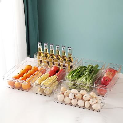 China Disposable Plastic BPA Free Plastic Fridge PET Fridge Bin Clear Pantry Storage Organizer For Kitchen for sale