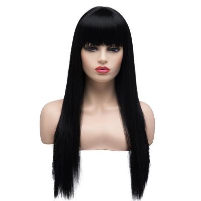 China Wholesale Long Body Wave Straight Hair Heat Resistant Synthetic Full Hair Wig For Women for sale