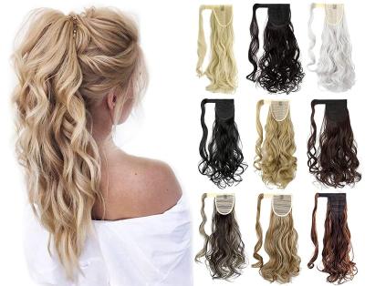 China Dark Brown Curly Curly Ponytail Long Ponytail Hair Extension Ponytail Hair Virgin Hair X-Ring Synthetic Hair for sale