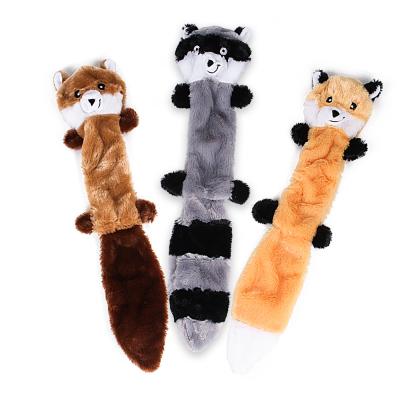 China Stocked Amazon Best Seller Good Quality Stuffing Plush Squeaky Dog Toy Fox Raccoon And Squirrel for sale