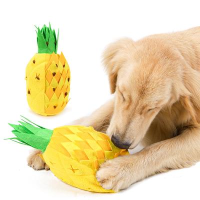 China Viable Hot Selling Dog IQ Training Cute Food Treat Sniffle Design Pineapple Toy For Durable Dog Chew Squeaky Toy for sale