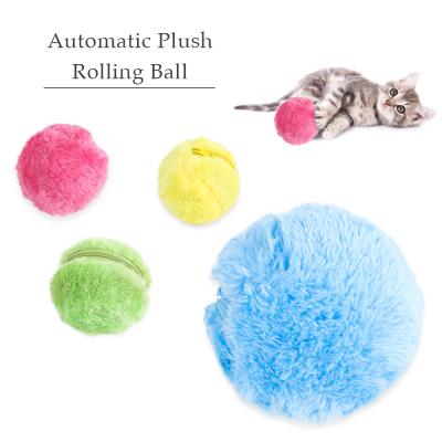 China Stored Automatic Spnning Rolling Around Interactive Plush Ball Toy For Cats for sale