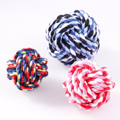 China Wholesale Price Cotton Stocked Good Quality Durable Rope Chewing Ball Toy For Dogs Interactive Indoor Outdoor Training Tools for sale