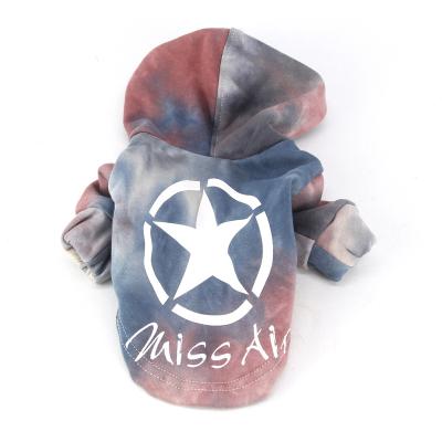 China Sustainable Hot Selling Sporty Pet Hoodie With Cute Hat Tie Dye Warm Pet Apparel Funny Soft Matching Clothes Comfy Luxury Pet Clothes for sale