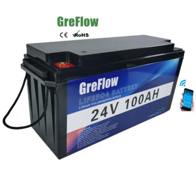 China For Solar Panels / For Solar Power / For Lifepo4 Energy Storage GreFlow 2023 Price Good Long Life 24V 100Ah Lithium Batteries Rechargeable Solar Battery For Energy Storage for sale