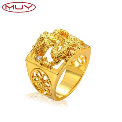 China FASHIONABLE Muyang Jewelry Dubai Gold Rings Chinese Dragon 24k Gold Plated Rings For Men for sale