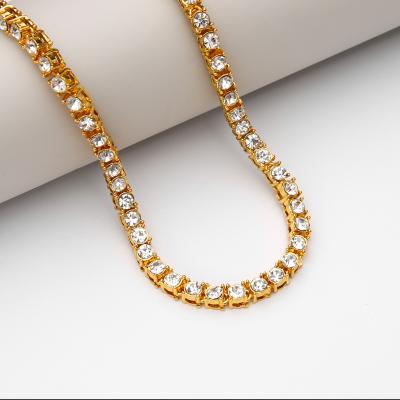 China New Hiphop Hip Hop Necklace Diamond-studded Gold Cuban Chain Necklace Tide Brand Necklace Female Male for sale