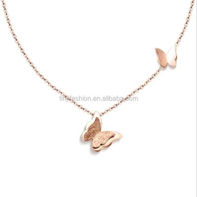 China FASHIONABLE 18K Gold Chain Butterfly Necklace Stainless Steel Jewelry Integrated Pendant Tiny Jewelry for sale