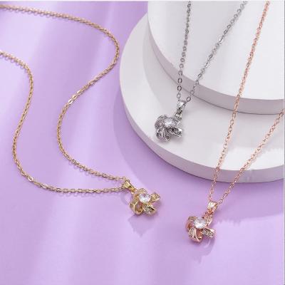 China Romantic Bridesmaid Proposal Zircon Rose Gold /Silver Necklaces Wedding Jewelry Women Set 4/6 drop shipping for sale