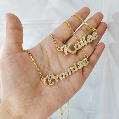 China CLASSIC Women Jewelry Custom Name Necklaces Letters Number 2021 Personalized Zirconia Crystal Pendant Necklace for sale