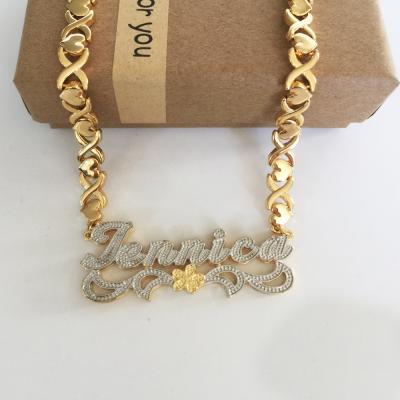 China Custom Made Europe and America Alloy Letter Name Necklace Two Tone Gold Plated Necklace Pendant for sale